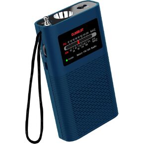 Pocket Weather Radio NOAA AM FM Band Portable Transistor Small Radio Battery Operated by 1500MAH with Long Antenna Emergency Alert and Flashlight Best Reception Best Sound Quality (White)