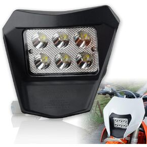 Dirt Bike Led Headlight, Motorcycle Enduro Headlight Kit for EXC EXCF SX SXF XC XCF XCW XCFW (Orange)