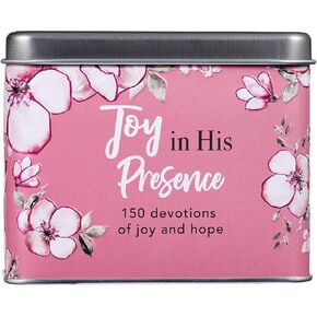 Christian Art Gifts Devotional Prayer Cards In Tin | Joy In His Presecne – 75 Double Sided Cards | Bible Verse Encouraging Gift for Women