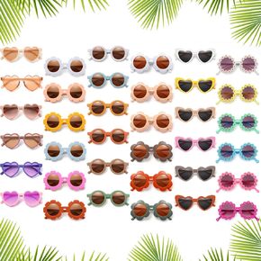 36 Pcs Kids Round Flower Sunglasses Toddler Cute Round Polarized Sunglasses Baby Sunglasses Outdoor UV Protection (Lovely Style)