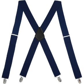 Men's 1 1/2 Inch Heavy Duty Adjustable X-Back Suspenders with Strong Clips for Work and Jeans