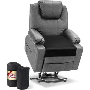 Extra Large Recliner Cushion 20" x 20", 5inch Thick Memory Foam, Soft Velevt Cover & Extra 3D Mesh Replacement Cover, Non-Slip Bottom, Office Chair Booster Cushion for Elderly (Black)