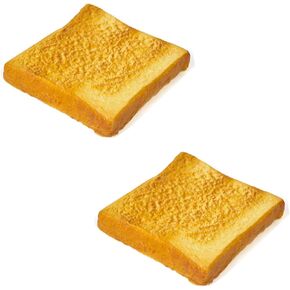 2PCS Artificial Simulation Bread Fake Toast Slice Lifelike Toast Faux Bread Realistic Fake Food Model for Home Kitchen Cabinet Desk Shops Party Decor Sample Display Photography Props