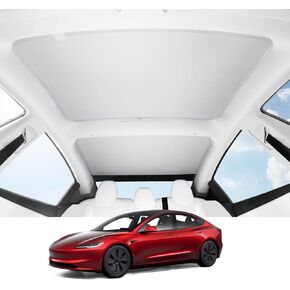 BASENOR 2024 Upgraded Tesla Model Y Glass Roof Sunshade with Storage Bag Sunroof Blocking Heat Cover Top Window Sun Protection for Model Y Interior Accessories 2020-2024 Black (No Sag)