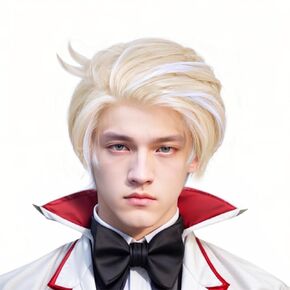 BESTBEL+Hair Cap Lucifer Wig Short Blonde Wig for Men Short Straight Wig Blonde Anime Wig for Halloween Cosplay Mens Cosplay Outfit Wig Synthetic Wig for Costume Party