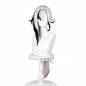 Costume Wig for Genshin Fontaine Arlecchino Cosplay Anime Party Wigs Women Silver White Black Side Part Synthetic Hair