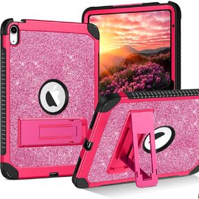 YINLAI Case for iPad 10th Generation, iPad Case 10th Generation 2022 10.9 Inch Kids Girls Women Slim Stand Glitter Bling Neon Shockproof Protective Cover for iPad 10th Gen A2696/A2757/A2777,Hot Pink