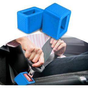 2PCS Car Seat Belt Buckle Holder, Car Seat Strap Holder, Silicone Seat Belt Holder, Seat Belt Accessories, Car Seat Strap Holder Automotive Interior Accessories Fit for Most Cars, SUVs, Trucks (Black)