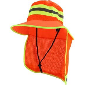 Trendy Apparel Shop XXL Visibility Reflective Sun Bucket Hat with Neck Flap