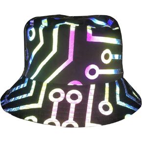 Reflective Bucket Hat for Men Women Rave Bucket Hats Night Fluorescent Fisherman Cap Unisex Casual Luminous Halloween in Kuwait
