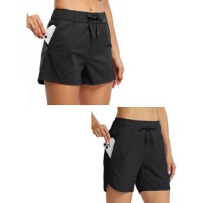 شورت رياضي للجري للنساء من Willit، شورت للتمرين والمشي لمسافات طويلة، أسود M in Kuwait