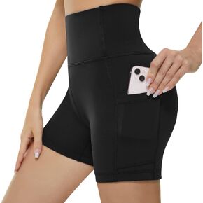 KKB 5''/8'' High Waist Active Wear Shorts Yoga Leggings for Women, Tummy Control Workout Shorts Side Pockets Running Pants (5"-Black, 3X-Large)