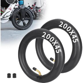 2 Pack of Inner Tube 200 x 45 Inner Tube 8 x 1 1/4 with Bent Stem for A-Bike Folding Bike Butyl Rubber