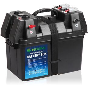 12V Battery Box Outdoor Portable Multifunction Trolling Motor Battery Tray Cases for Marine Boat RV Camping Travel Lead acid AGM Lithium LiFePO4 Battery Plastic Boxes(Battery not Include)