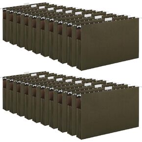 20 Pack Extra Capacity Hanging File Folders with Tabs Reinforced Legal Size Hanging Folders Expandable, Heavy Duty 2 Inch Expansion Designed for Bulky Files Medical Charts(Green)