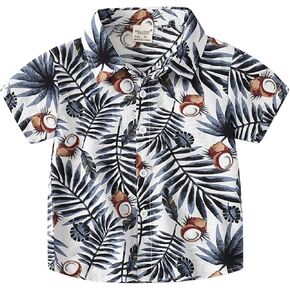 famuka Toddlers Hawaiian Casual Shirt Little Boy Short Sleeve Button Down Shirts