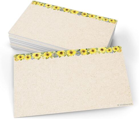 321Done Sunflower Index Cards - Made in USA - Large 4x6 (Set of 50) Rustic Kraft Tan College-Ruled Lined Notecards Double-Sided, Thick Heavy Duty Cardstock, Cute Pretty Sun Flowers Floral Ruled Lines in Saudi Arabia