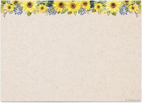 321Done Sunflower Index Cards - Made in USA - Large 4x6 (Set of 50) Rustic Kraft Tan College-Ruled Lined Notecards Double-Sided, Thick Heavy Duty Cardstock, Cute Pretty Sun Flowers Floral Ruled Lines in Saudi Arabia