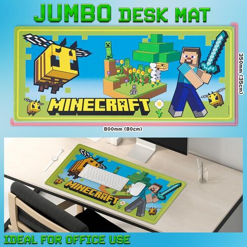 Minecraft Desk Pad for Kids and Teenagers, Non-Slip Desk Mouse Mat 80 x 35cm - Gamer Gifts (Green) in Saudi Arabia