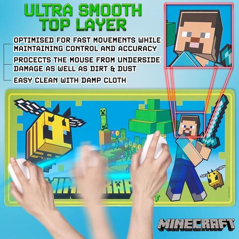 Minecraft Desk Pad for Kids and Teenagers, Non-Slip Desk Mouse Mat 80 x 35cm - Gamer Gifts (Green) in Saudi Arabia