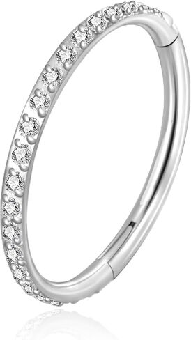 G23 Titanium Nose Rings Hoops Seamless Clicker Cz Nose Septum Piercings Rings Cute Diamond Hinged 16g 20g Cartilage Conch Daith Helix Tragus Piercing Jewelry in Saudi Arabia