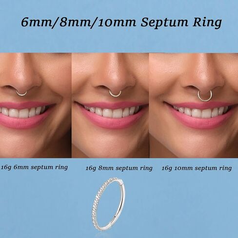 G23 Titanium Nose Rings Hoops Seamless Clicker Cz Nose Septum Piercings Rings Cute Diamond Hinged 16g 20g Cartilage Conch Daith Helix Tragus Piercing Jewelry in Saudi Arabia