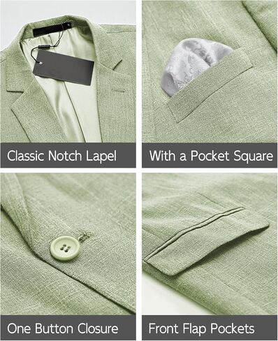 Men’s Blazer Casual Sport Coats Slim Fit Lightweight Suit Jacket One Button Summer Blazers with Pocket Square in Saudi Arabia