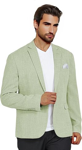Men’s Blazer Casual Sport Coats Slim Fit Lightweight Suit Jacket One Button Summer Blazers with Pocket Square in Saudi Arabia