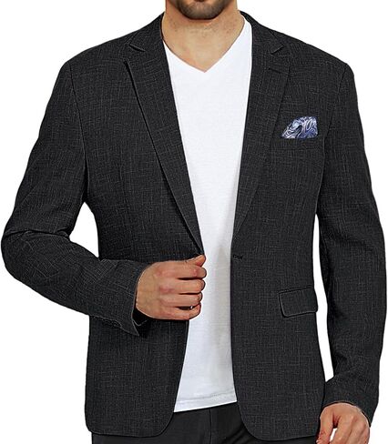 Men’s Blazer Casual Sport Coats Slim Fit Lightweight Suit Jacket One Button Summer Blazers with Pocket Square in Saudi Arabia
