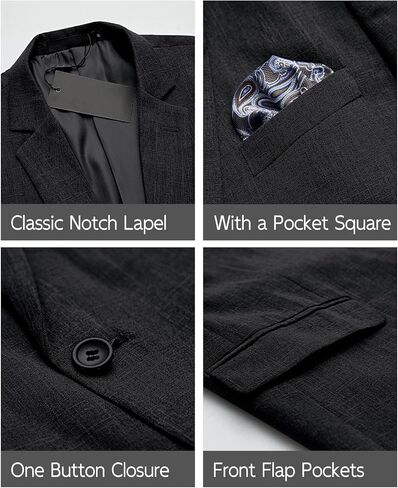 Men’s Blazer Casual Sport Coats Slim Fit Lightweight Suit Jacket One Button Summer Blazers with Pocket Square in Saudi Arabia