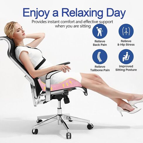 وسادة مقعد كبيرة جدًا لكرسي المكتب، وسادة مقعد لتخفيف الضغط للجلوس لفترة طويلة، وسادة عصعص ثابتة من إسفنج الذاكرة غير قابلة للانزلاق لتخفيف آلام عرق النسا/الورك/عظم الذنب لكراسي المكتب/السيارة in Kuwait