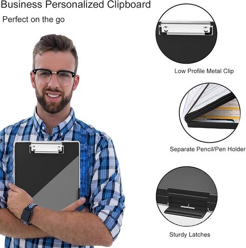 Clipboard with Storage,Cleaview Clip Boards 8.5x11,with 2 Storage Case, Heavy Duty Clear Visible Top Panel Storage Clipboards,Side Opening Nursing High Capacity Clipboard Folder,Office Supplie(Black) in Saudi Arabia