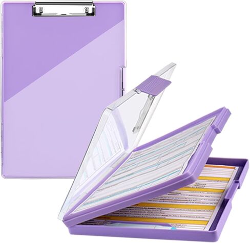 Clipboard with Storage,Cleaview Clip Boards 8.5x11,with 2 Storage Case, Heavy Duty Clear Visible Top Panel Storage Clipboards,Side Opening Nursing High Capacity Clipboard Folder,Office Supplie(Black) in Saudi Arabia