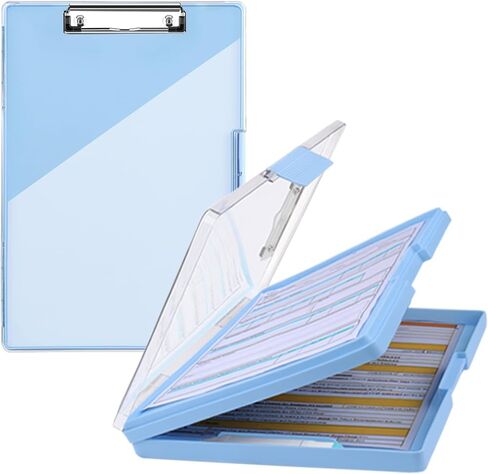 Clipboard with Storage,Cleaview Clip Boards 8.5x11,with 2 Storage Case, Heavy Duty Clear Visible Top Panel Storage Clipboards,Side Opening Nursing High Capacity Clipboard Folder,Office Supplie(Black) in Saudi Arabia