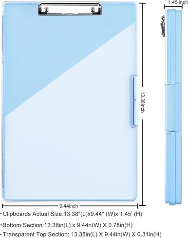 Clipboard with Storage,Cleaview Clip Boards 8.5x11,with 2 Storage Case, Heavy Duty Clear Visible Top Panel Storage Clipboards,Side Opening Nursing High Capacity Clipboard Folder,Office Supplie(Black) in Saudi Arabia