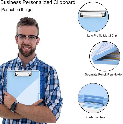 Clipboard with Storage,Cleaview Clip Boards 8.5x11,with 2 Storage Case, Heavy Duty Clear Visible Top Panel Storage Clipboards,Side Opening Nursing High Capacity Clipboard Folder,Office Supplie(Black) in Saudi Arabia
