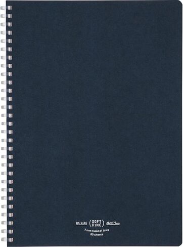 KOKUYO D Shaped Soft Ring Notebook, 7mm Rule, 31 Lines, 80 Sheets, B5, Navy, Natural Style, Japan Import (SU-SV608A-DB) in Saudi Arabia