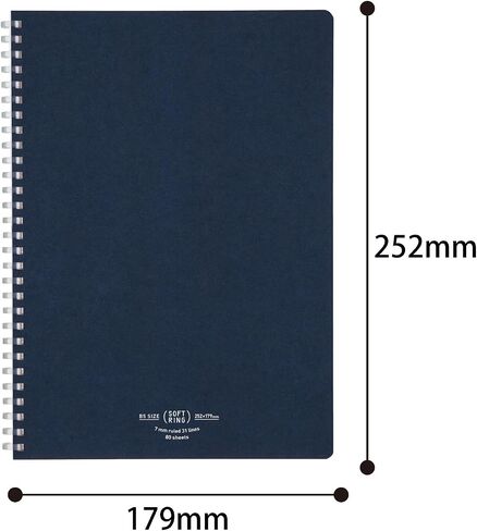 KOKUYO D Shaped Soft Ring Notebook, 7mm Rule, 31 Lines, 80 Sheets, B5, Navy, Natural Style, Japan Import (SU-SV608A-DB) in Saudi Arabia