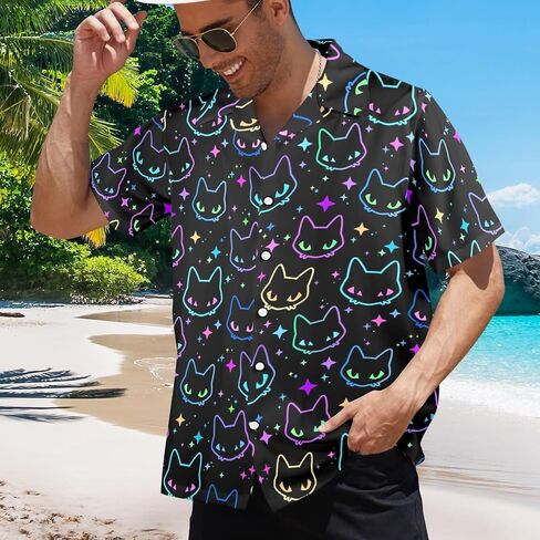 HUGLAZY Hawaiians Shirt for Men Short Sleeves Button Down Beach Shirt Summer Men Party Outfit in Saudi Arabia