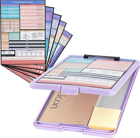 Deli Nursing Clipboard with Storage, Nurse Clipboard with 5 Quick Access Cheat Sheet for Nurses, Nursing Students, Doctor, Medical Professionals, Purple in Saudi Arabia