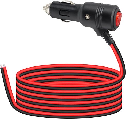 12V Fused Cigarette Lighter Male Plug with On Off Switch and 13AWG Leads 6.5FT,Replacement Car Cigarette Lighter Power Plug with 15A Fuse and LED Indicator(2M) in Saudi Arabia
