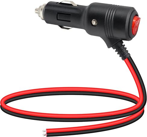12V Fused Cigarette Lighter Male Plug with On Off Switch and 13AWG Leads 6.5FT,Replacement Car Cigarette Lighter Power Plug with 15A Fuse and LED Indicator(2M) in Saudi Arabia