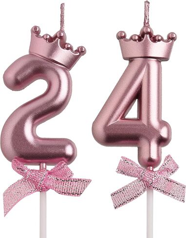 24th 42nd Birthday Candles, Rose Gold 42 24 Year Old Cake Topper Number Birthday Candles, Happy Birthday Party Decorations Gifts for Women Men in Kuwait