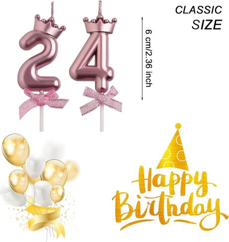 24th 42nd Birthday Candles, Rose Gold 42 24 Year Old Cake Topper Number Birthday Candles, Happy Birthday Party Decorations Gifts for Women Men in Kuwait