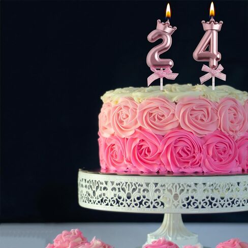 24th 42nd Birthday Candles, Rose Gold 42 24 Year Old Cake Topper Number Birthday Candles, Happy Birthday Party Decorations Gifts for Women Men in Kuwait