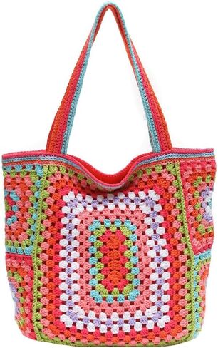 Knitted Shouder Bags for Women Crochet Handbag Colorful Summer Totes Oversized Woven Top Handle Purse in Saudi Arabia