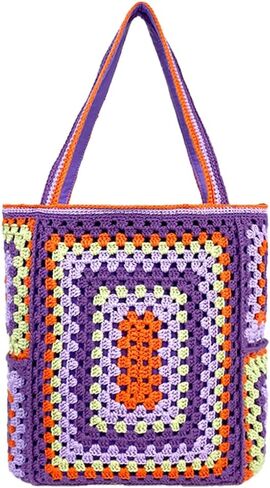 Knitted Shouder Bags for Women Crochet Handbag Colorful Summer Totes Oversized Woven Top Handle Purse in Saudi Arabia