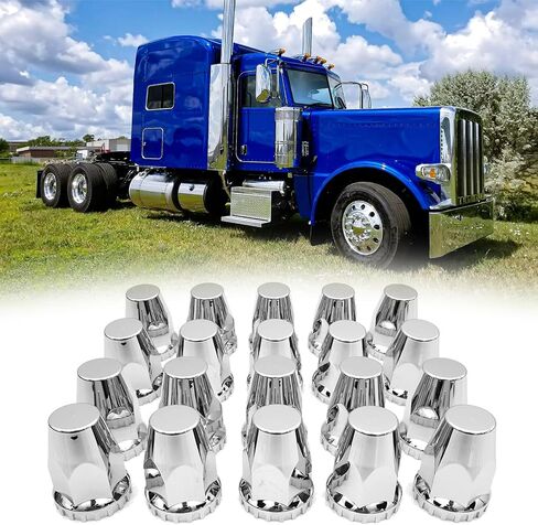Lug Nut Covers 20pcs,33 mm Chrome Lug Nut Covers for Semi Trucks Axle Cover Screw-on ABS Wheel Axle Nut Complete Waterproof (Threaded) in Saudi Arabia
