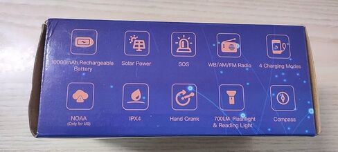 راديو الطقس كرنك اليد في حالات الطوارئ مع بطارية احتياطية 10000 مللي أمبير في الساعة، نوع C شحن محمول بالطاقة الشمسية AM FM راديو NOAA مع شاحن USB، مصباح يدوي، مصباح القراءة، بوصلة، SOS للتخييم في الهواء الطلق عاصفة الإعصار in Kuwait