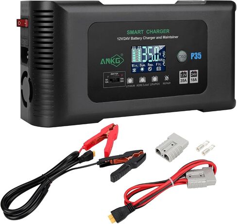 25 Amp Lithium Battery Charger，12V&24V Smart Lifepo4 Battery Charger Car Battery Charger Trickle Charger Maintainer/deep Cycle Charger with SB-50 Style Plug&Alligator Clip in Saudi Arabia